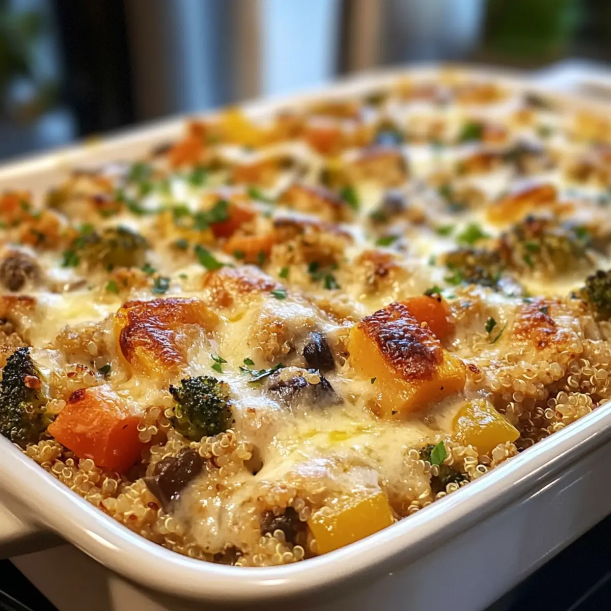 Cremige Caesar Hähnchen- und Pilzauflauf