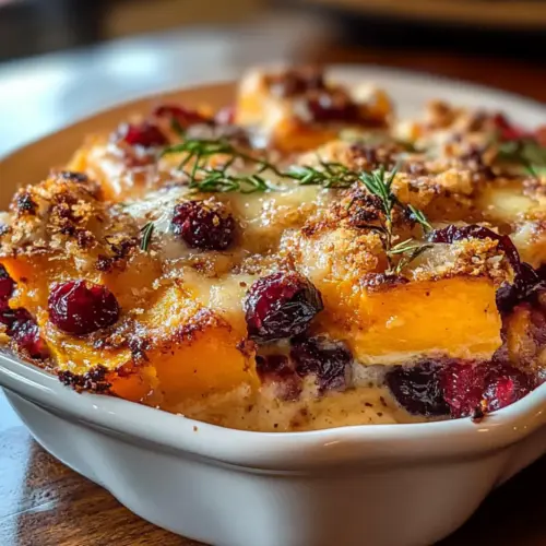 Süßkartoffel- und Preiselbeergratin