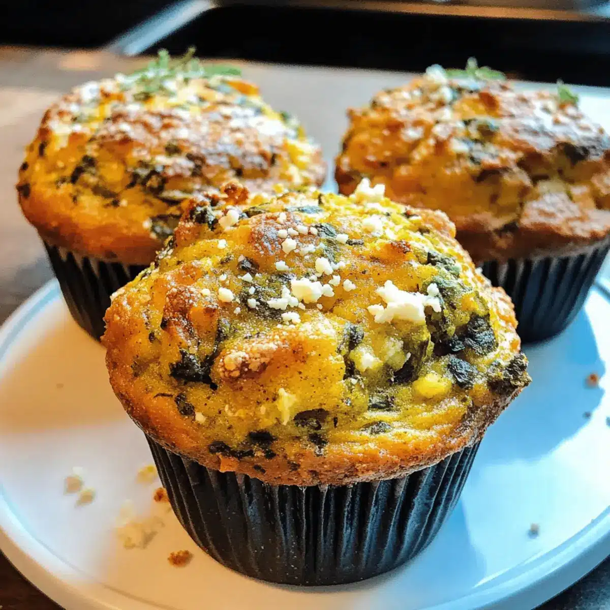 Kürbis, Spinat und Feta Muffins