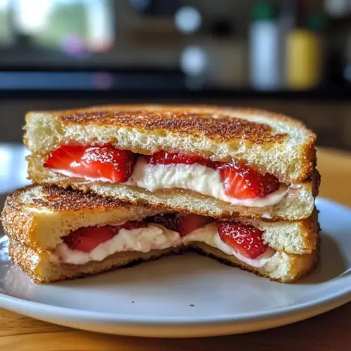 Gebratene Erdbeer-Käsekuchen-Sandwiches