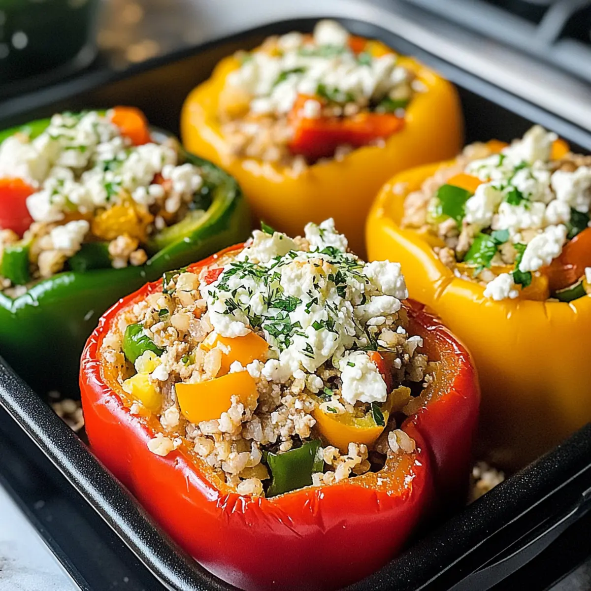 Griechische Hühner gefüllte Paprika