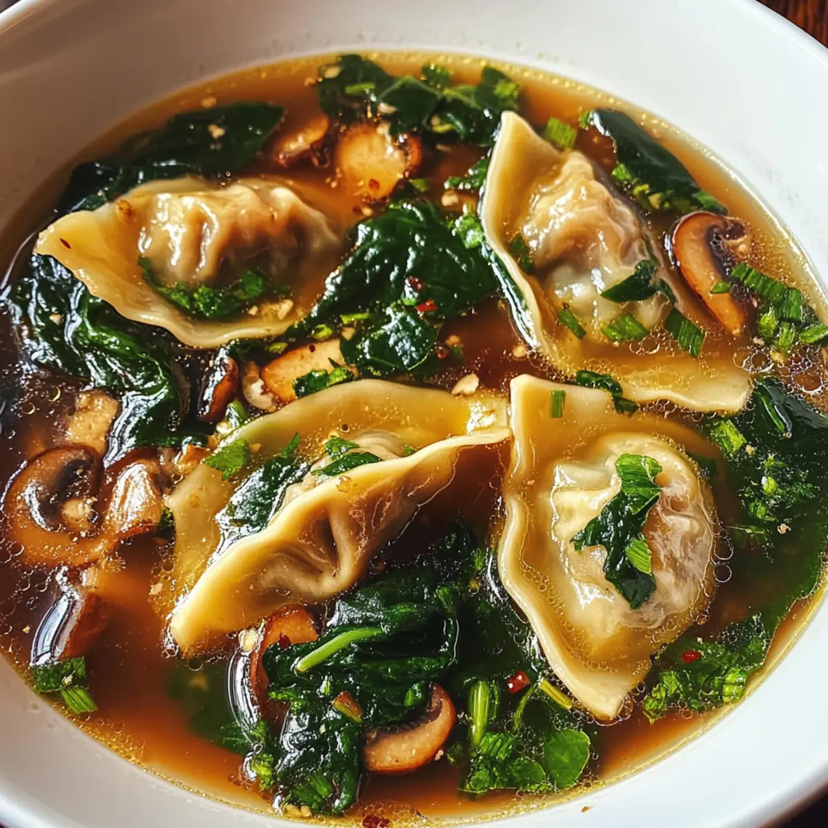 Teigtaschen-Suppe mit Ingwerbrühe