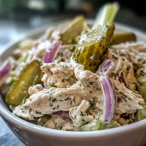 Herzhafter Dillgurken-Hühnchensalat