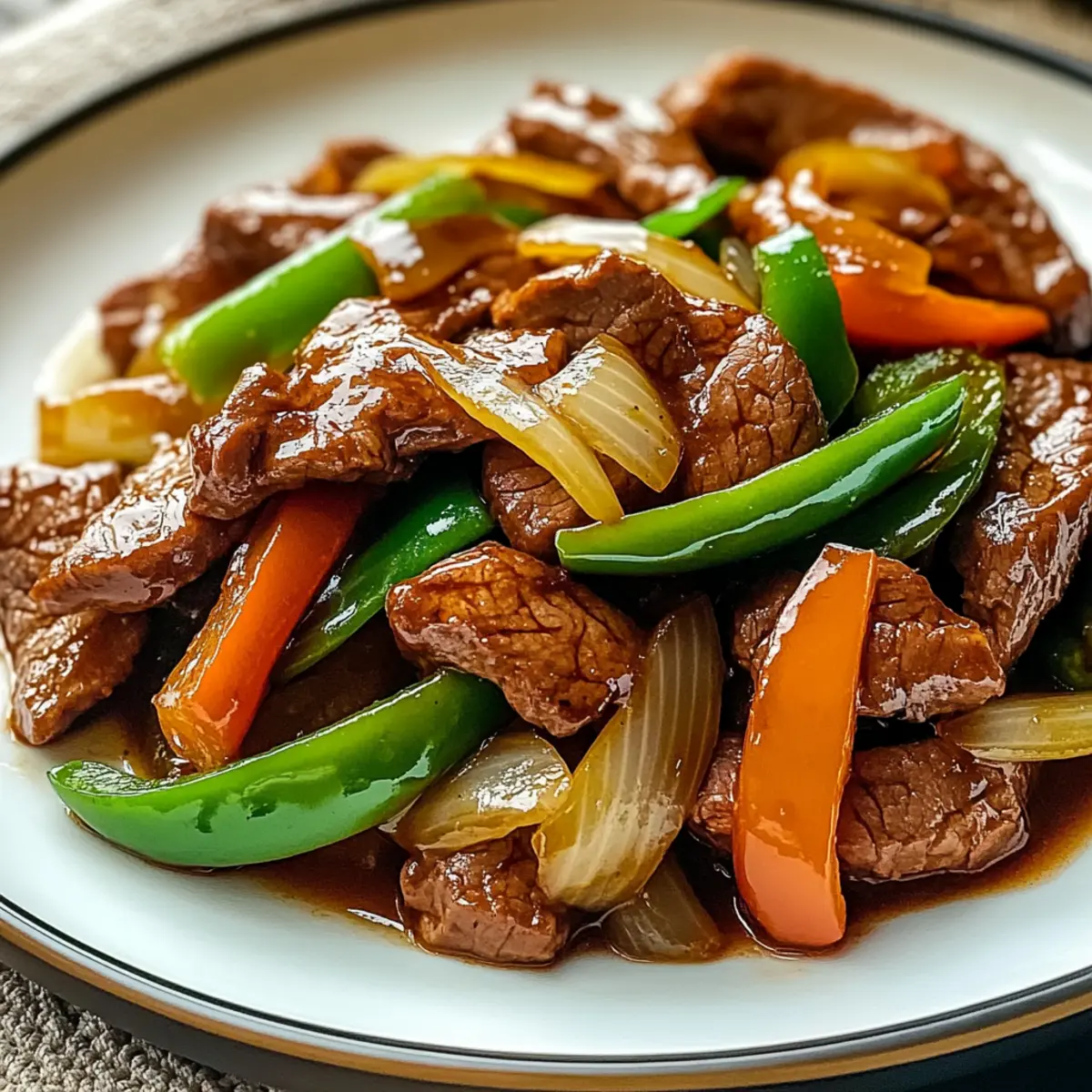 Chinesisches Rindfleisch mit Zwiebeln Pfannengericht