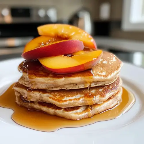 Zimt-Pfirsich-Pfannkuchen