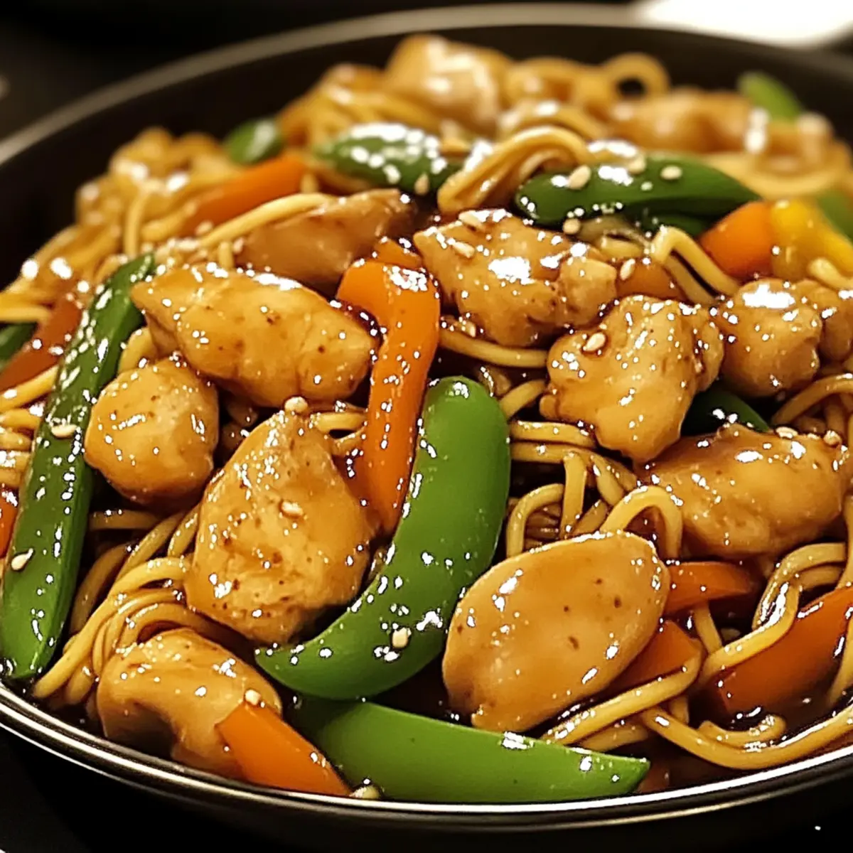 Knoblauch Hähnchen Lo Mein
