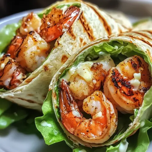 Gegrillte Garnelen Caesar Wraps