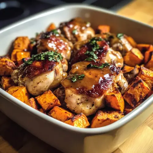 Ahorn-Dijon-Hähnchen und Süßkartoffel-Schalen