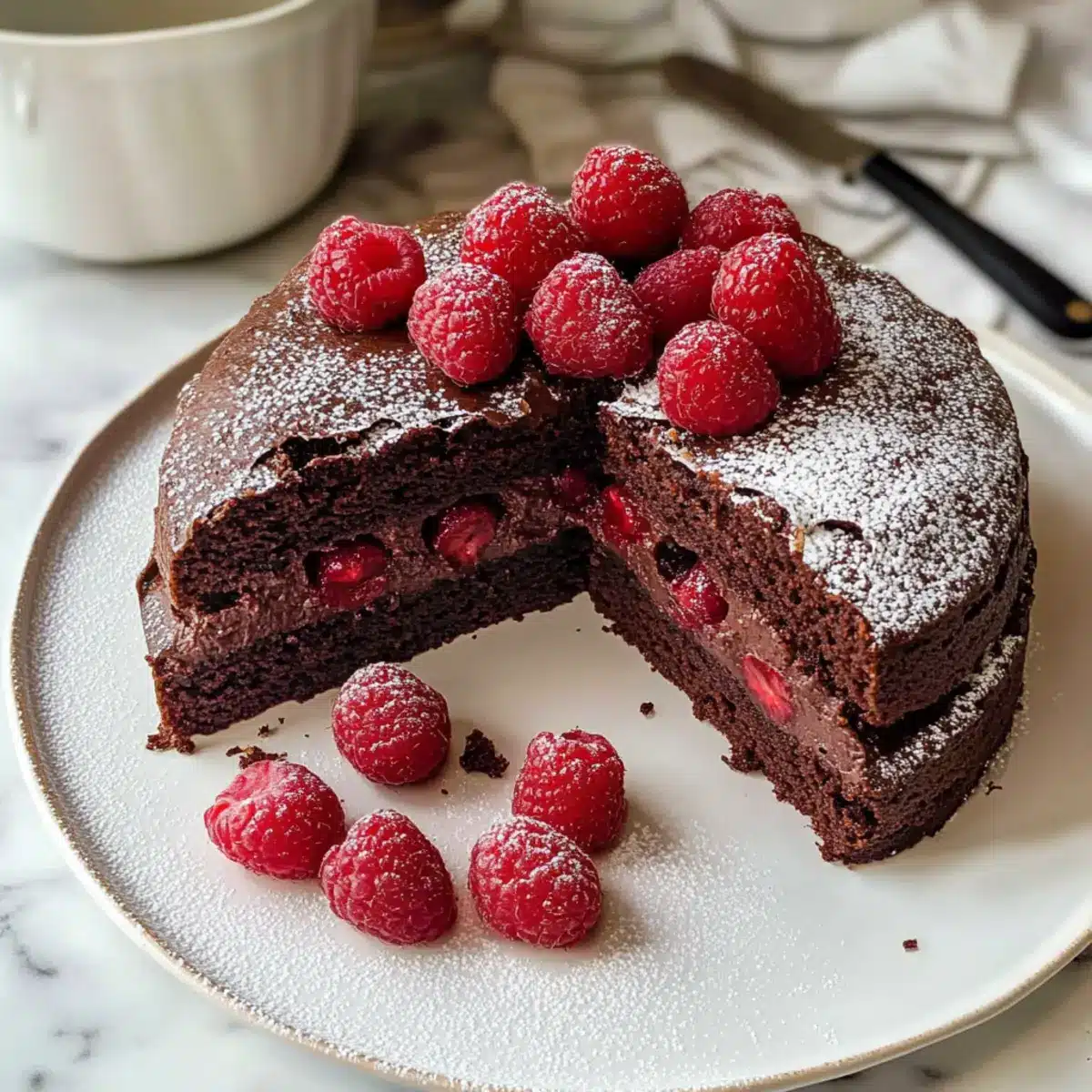Schokokuchen mit Himbeeren