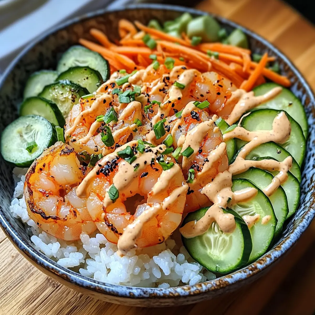 Garnelen Reisschalen mit scharfer Mayonnaise