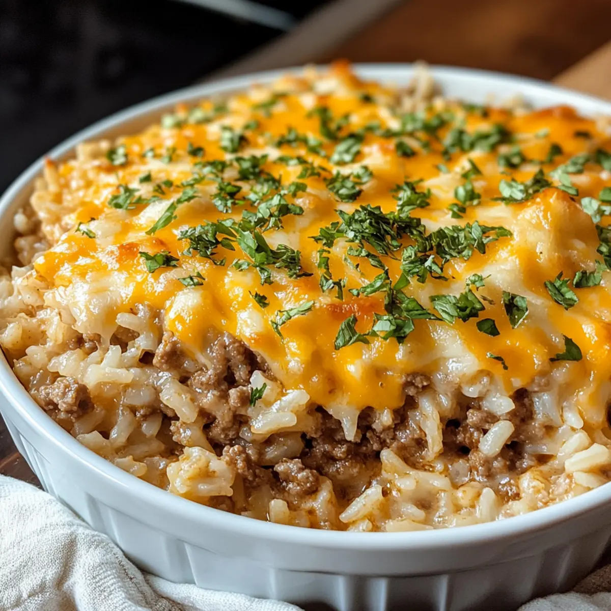 Käse-Hackfleisch-und-Reis-Auflauf
