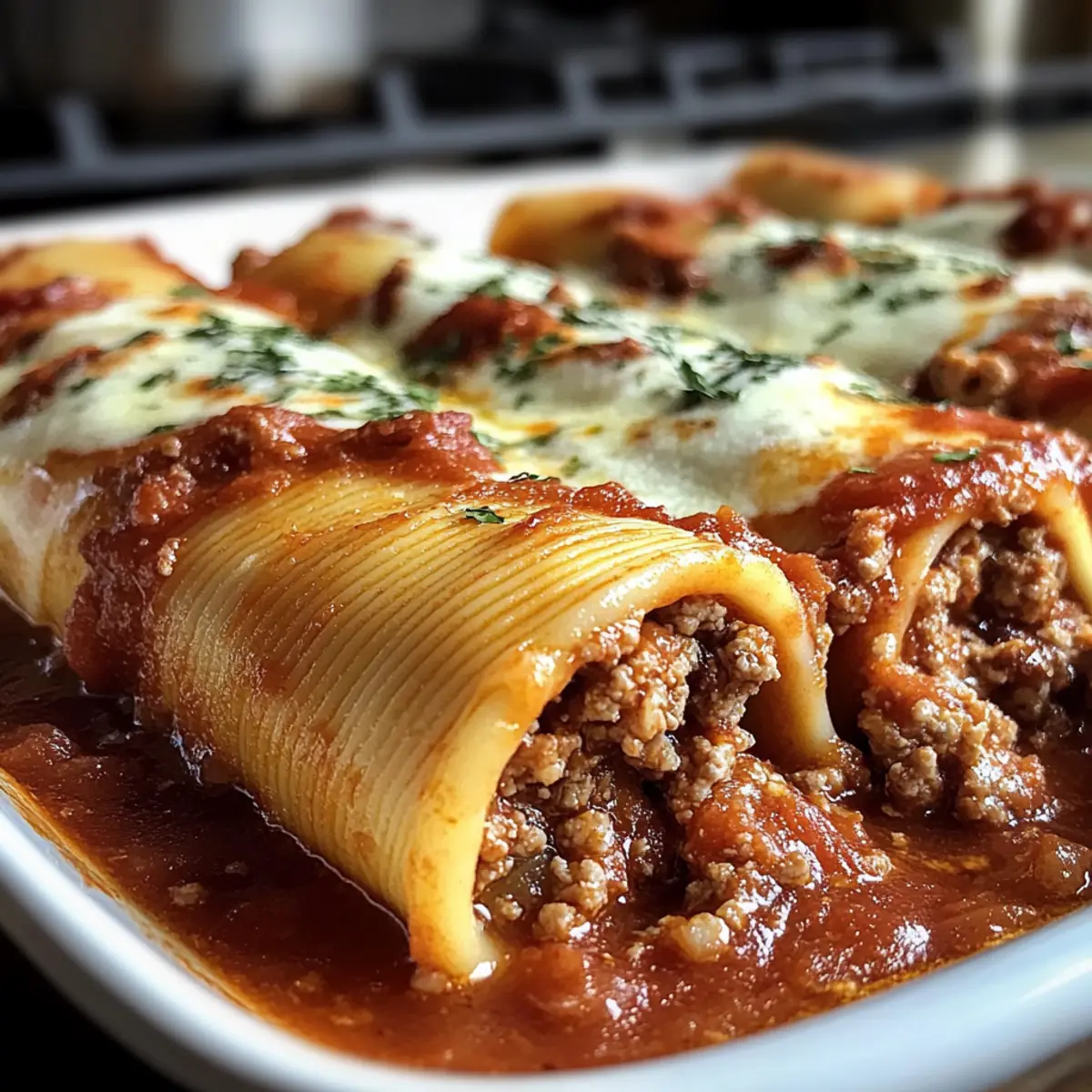 Käsegefüllte Manicotti mit schmackhafter Fleischsauce