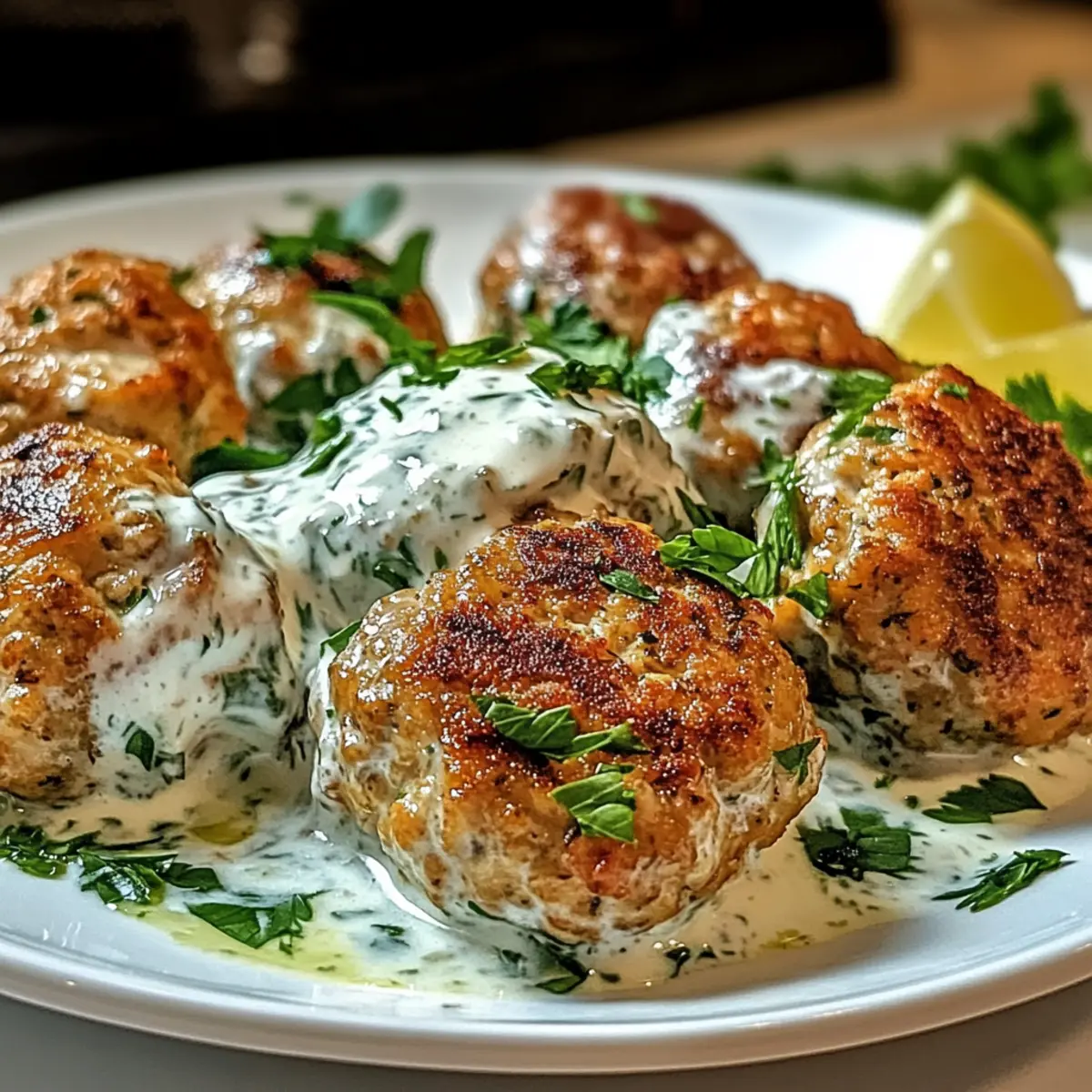 Hühnchen-Kofta mit cremiger Knoblauch-Joghurt-Sauce