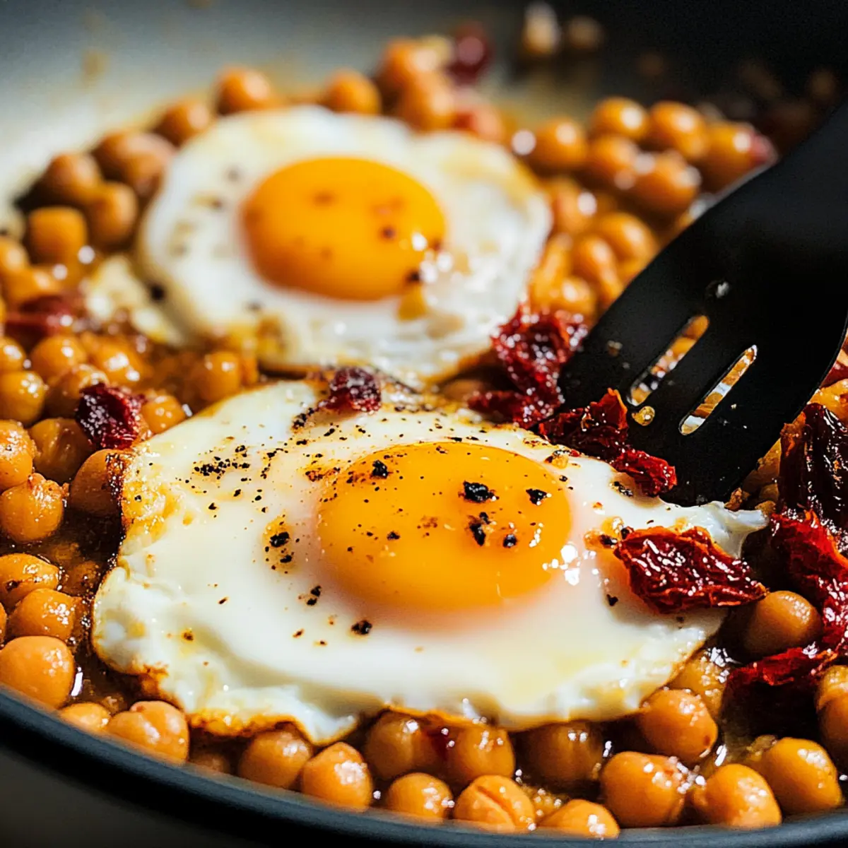 Kichererbsen gebratene Eier