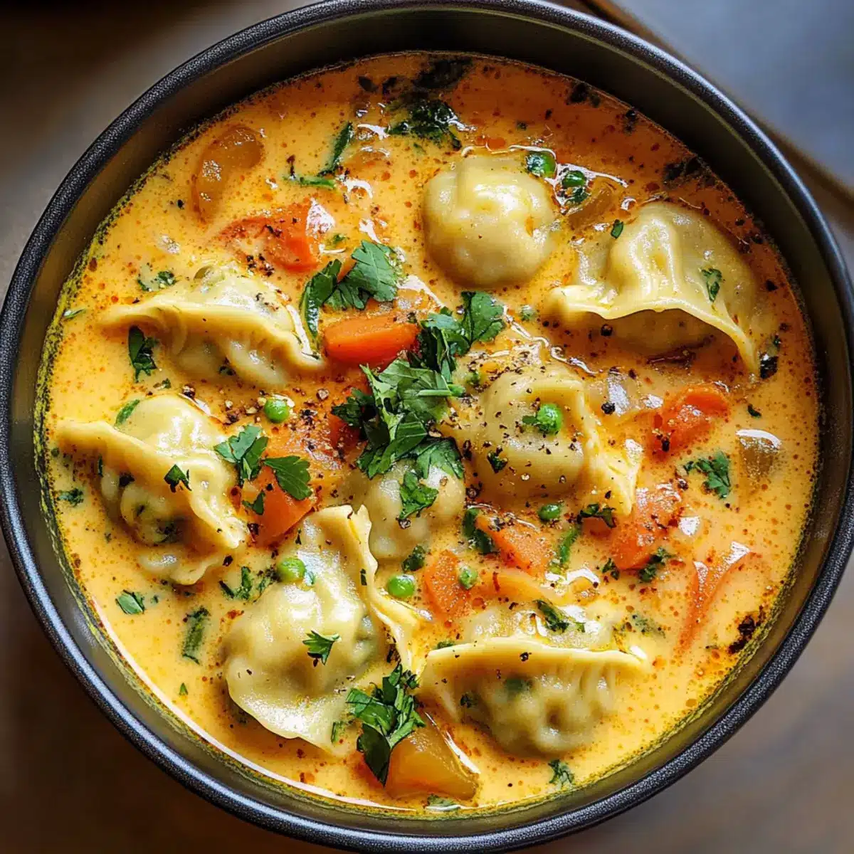 Kokosnuss-Curry-Suppe mit Knödeln