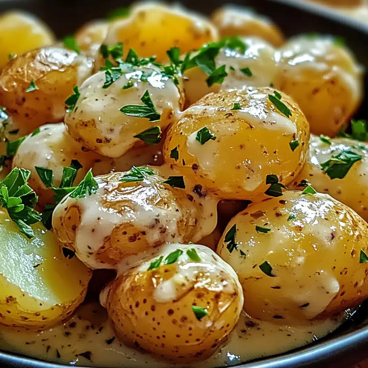 Cremige Knoblauch Baby-Kartoffeln
