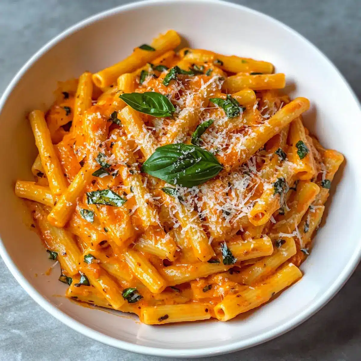 Cremige Tomatenknoblauch-Pasta