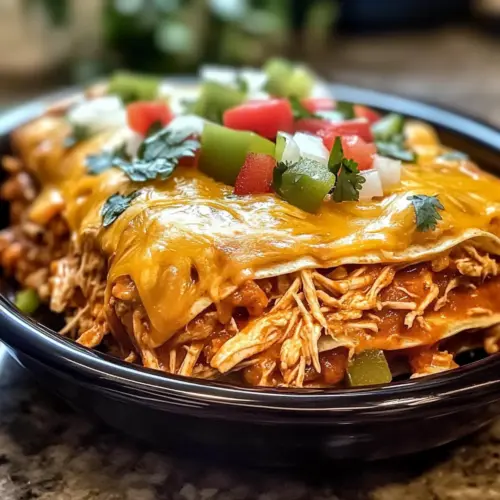 Crockpot Hähnchen Enchilada Auflauf