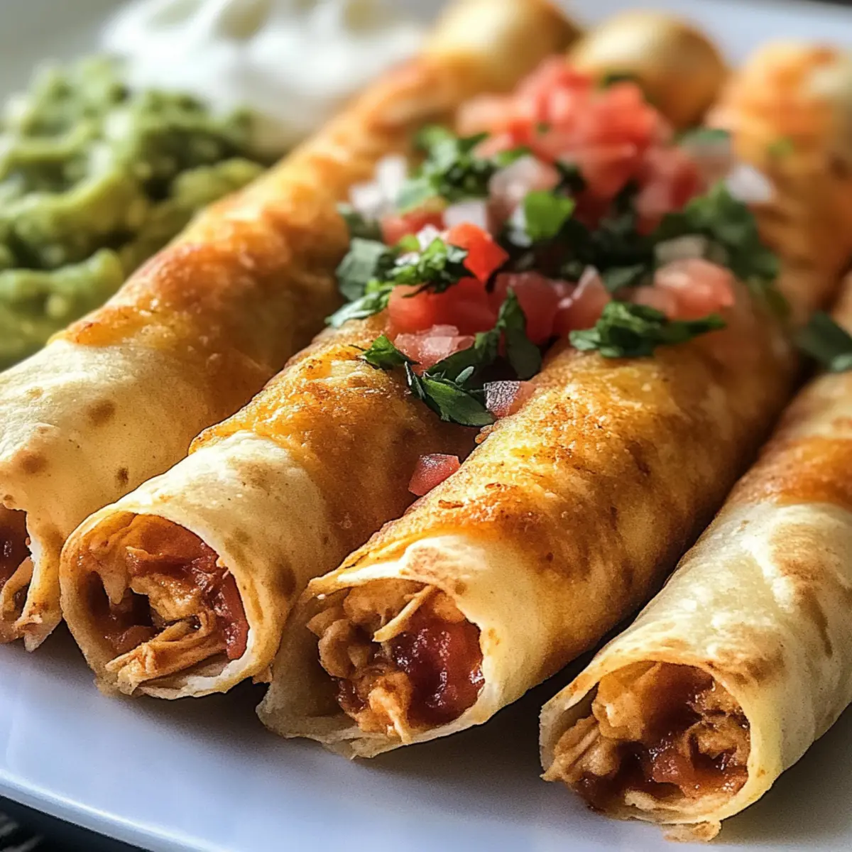 Knusprige im Ofen gebackene Hähnchen-Taquitos