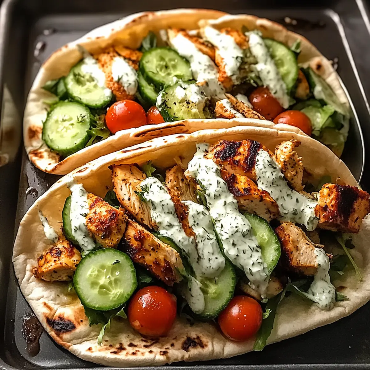 Blechpfannen-Hähnchen-Pitas mit Kräuter-Ranch