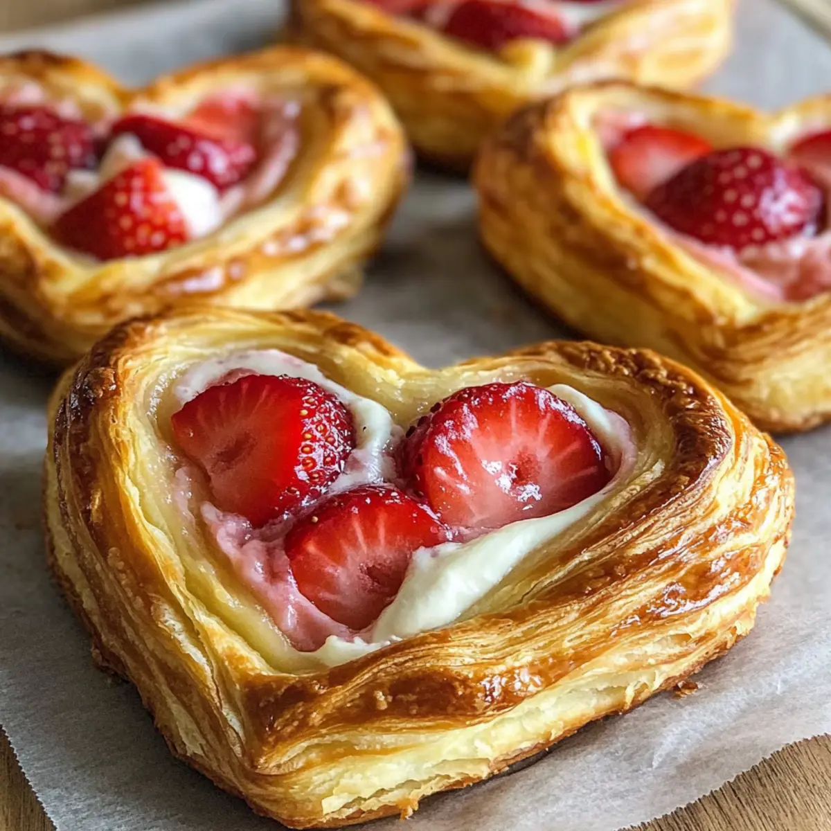 Erdbeer-Schwarzbrot-Frischkäse-Herz-Danishes