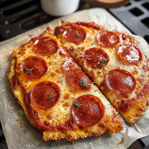 Klassische Heißluftfritteusen-Hüttenkäse-Pizzaboden