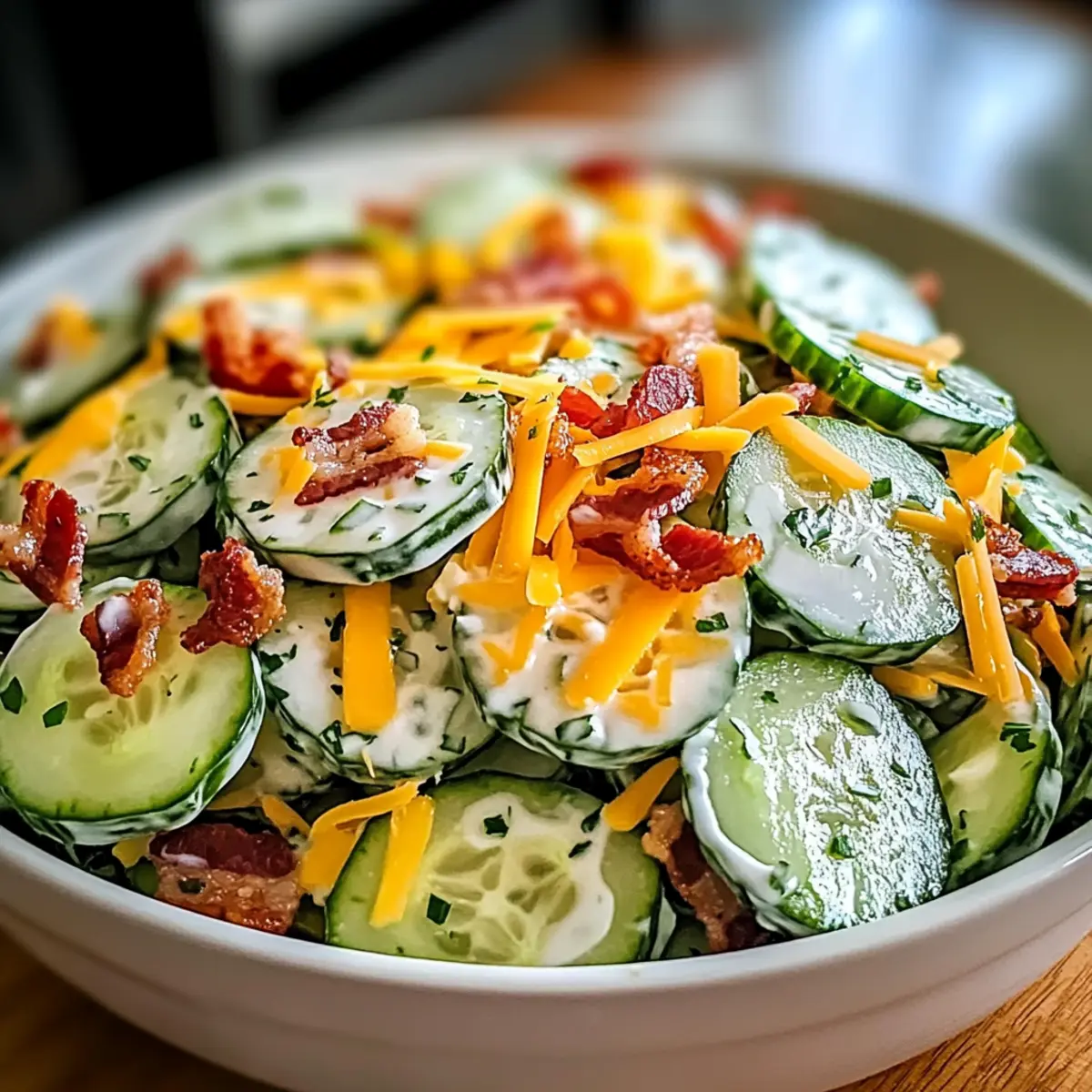 Gurkensalat mit Speck und Käse