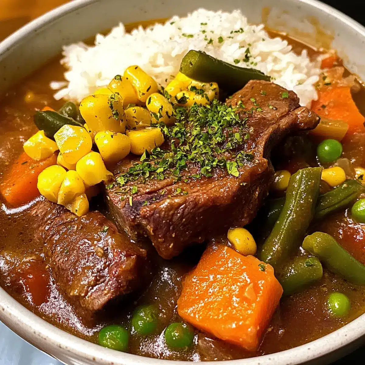 Herzhaftes Rindfleisch-Eintopf-Bowl