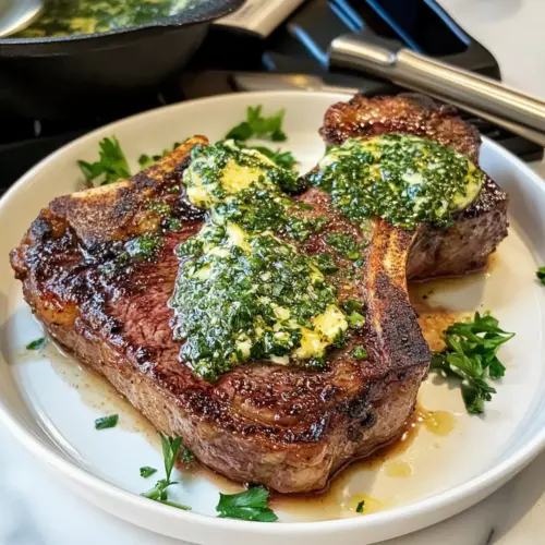 Perfekt angebratene Steak mit Knoblauchbutter